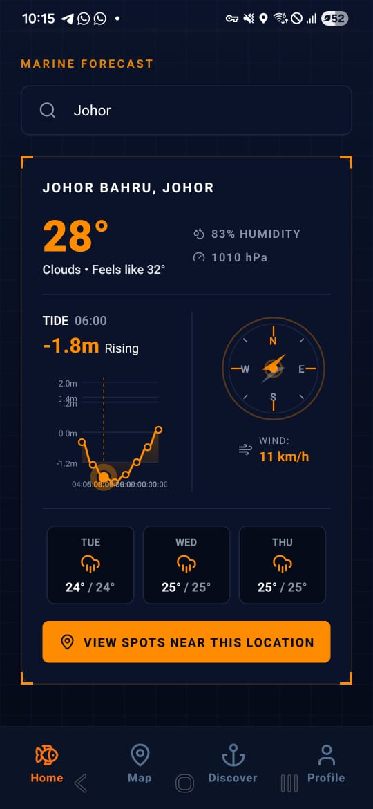 Bentara Telemetry Screen — precision marine forecasting and weather tracking